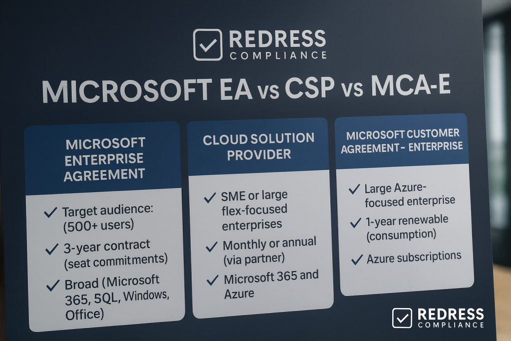 Microsoft EA vs CSP vs MCA-E Licensing