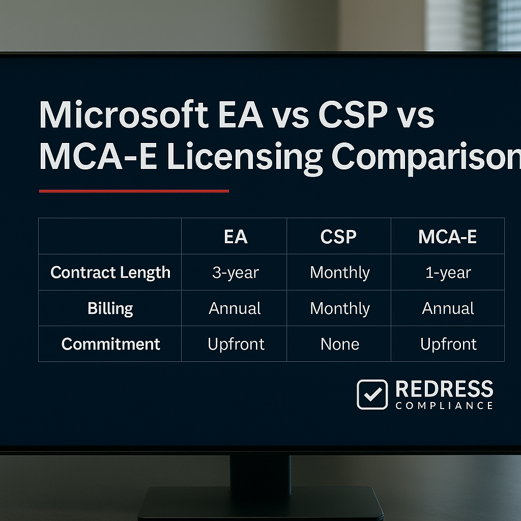 Microsoft EA vs CSP vs MCA-E Licensing Comparison